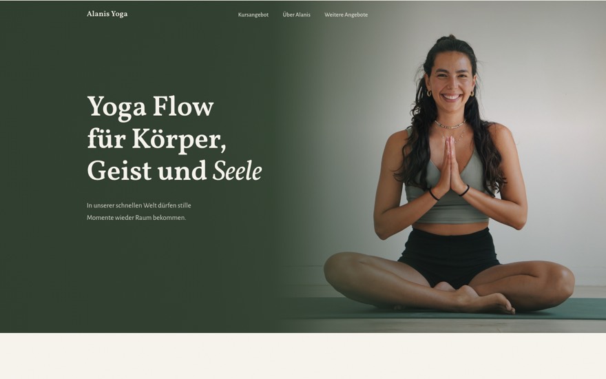 Website von Alanis Yoga